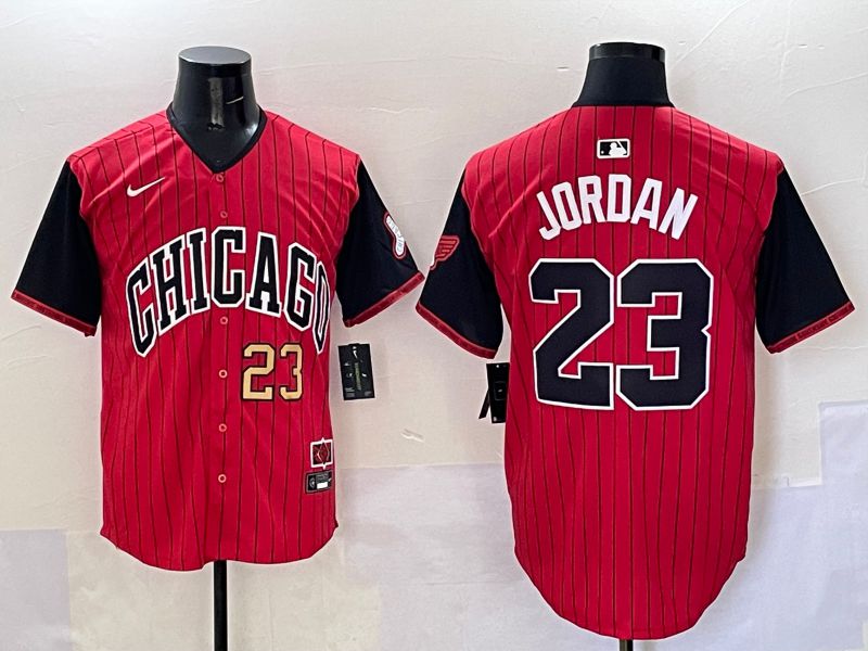 Men Chicago White Sox 23 Jordan Red Stripe Joint Name Nike 2025 MLB Jersey style 33